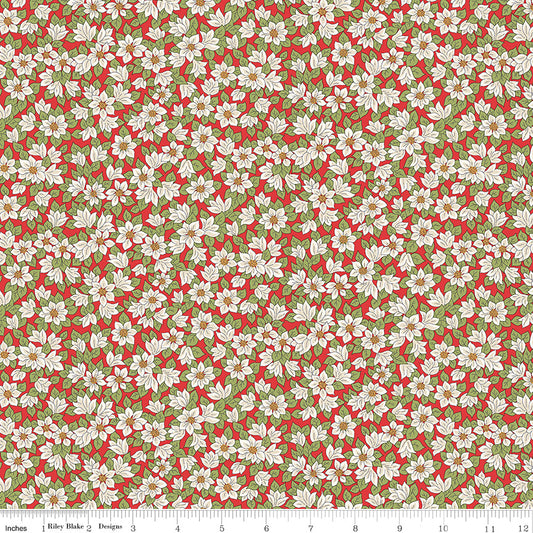 FESTIVE GREETINGS Peaceful Poinsettias B Yardage