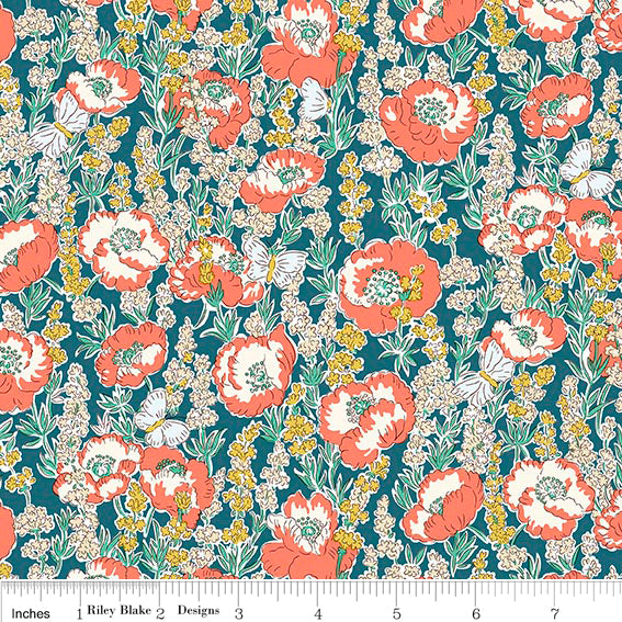 LIBERTY MEADOW FLOWERS Poppy Breeze A Yardage