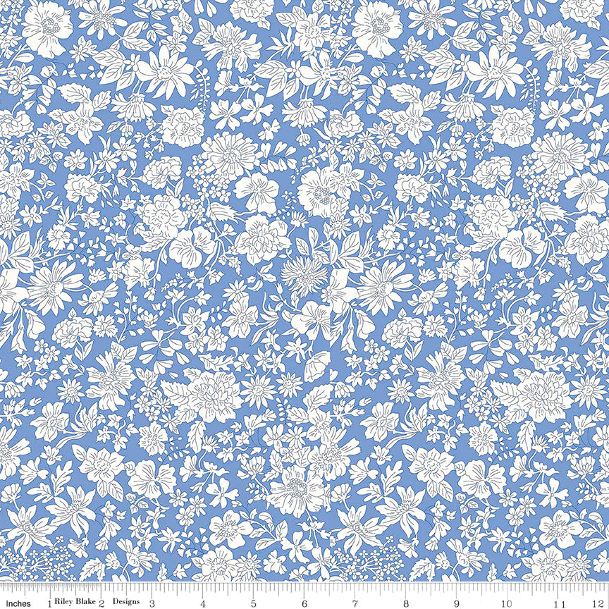 LIBERTY Emily Blossom Marine Blue 107" Wideback Yardage