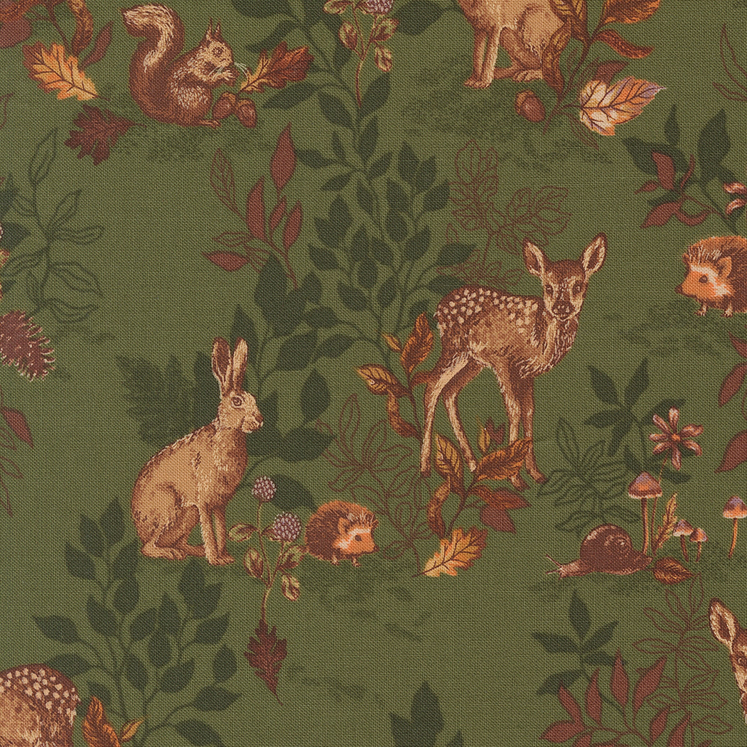 AUTUMN FOREST Leaf Woodland Animals Yardage