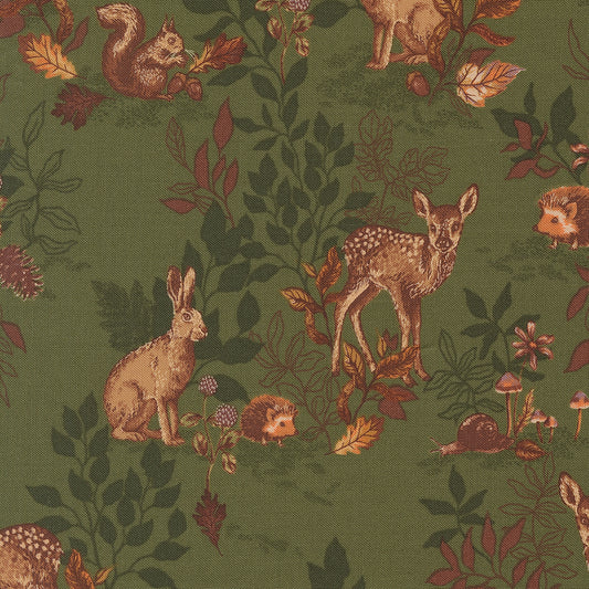 AUTUMN FOREST Leaf Woodland Animals Yardage
