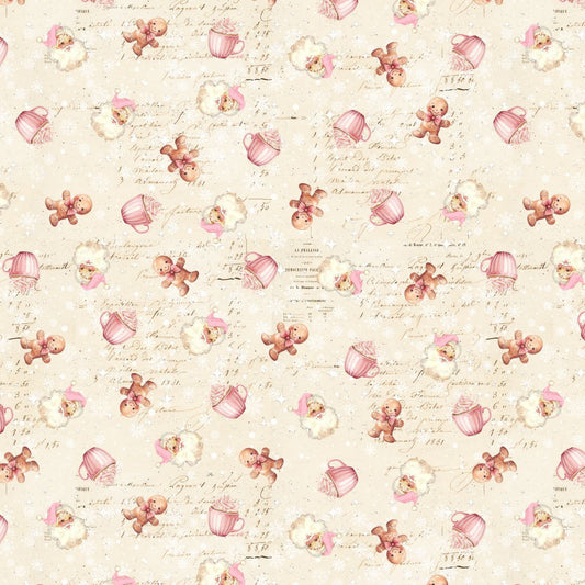 CHRISTMAS MAGIC Gingerbread & Cocoa Cups Yardage