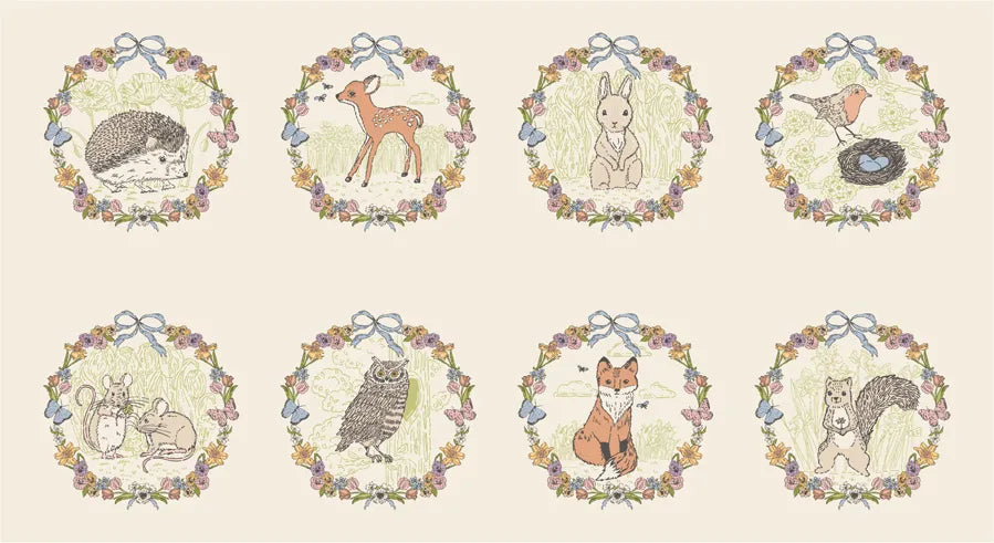 MY SECRET GARDEN Cloud Secret Garden Animal 8 Square Quilt Panel