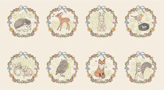 MY SECRET GARDEN Cloud Secret Garden Animal 8 Square Quilt Panel