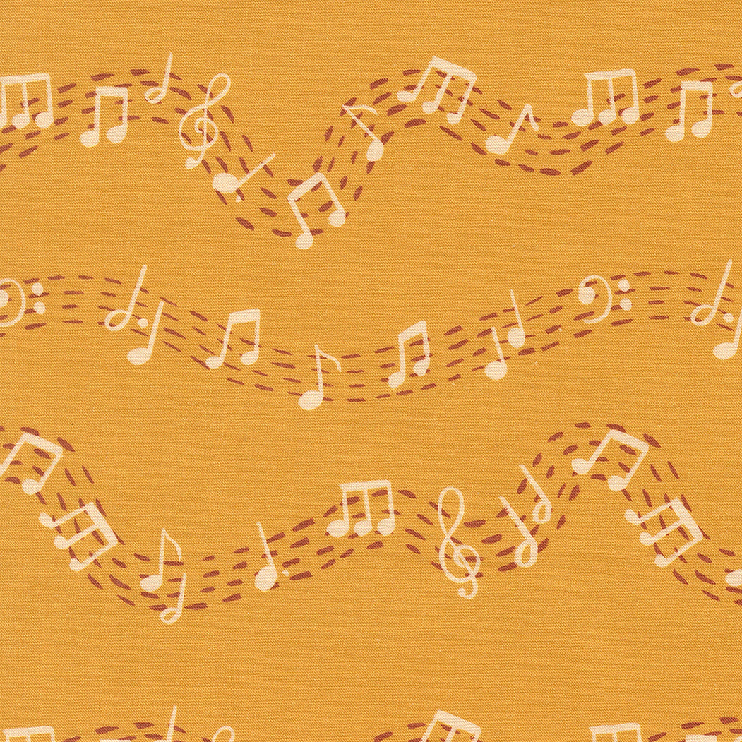 FOR MY BOYS Milo Music Notes Honey Yardage