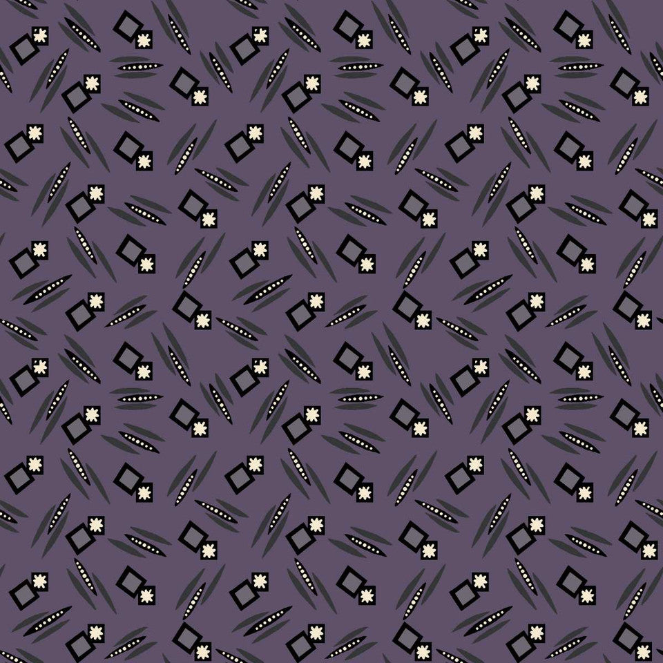 MR MOON Squares & Stars Geo Purple Yardage