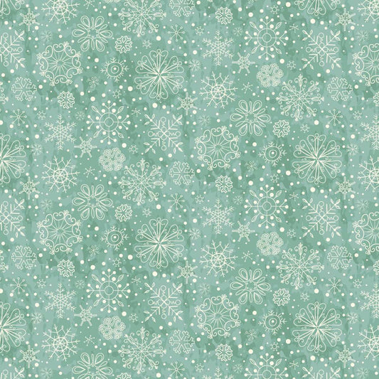 GREETINGS AT CHRISTMASTIDE Snowflakes Yardage