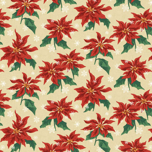 GREETINGS AT CHRISTMASTIDE Poinsettias Yardage