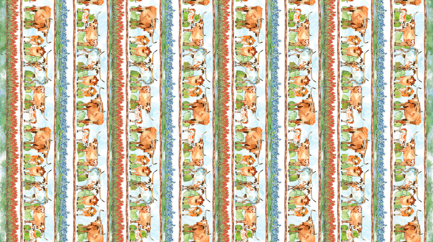 LONGHORNS Texas Longhorns Decorative Stripe Multi Yardage