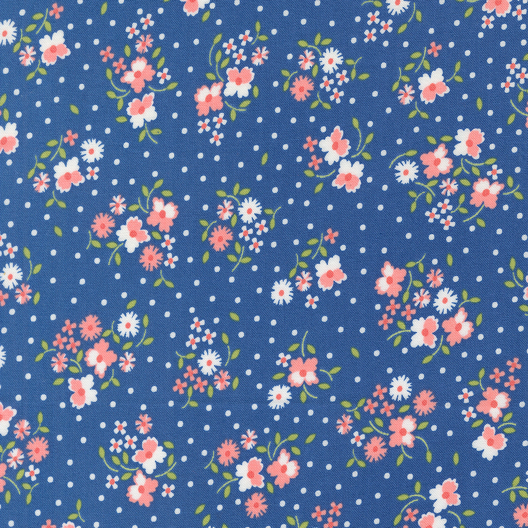 CALI & CO Cobalt Floral Dot Yardage