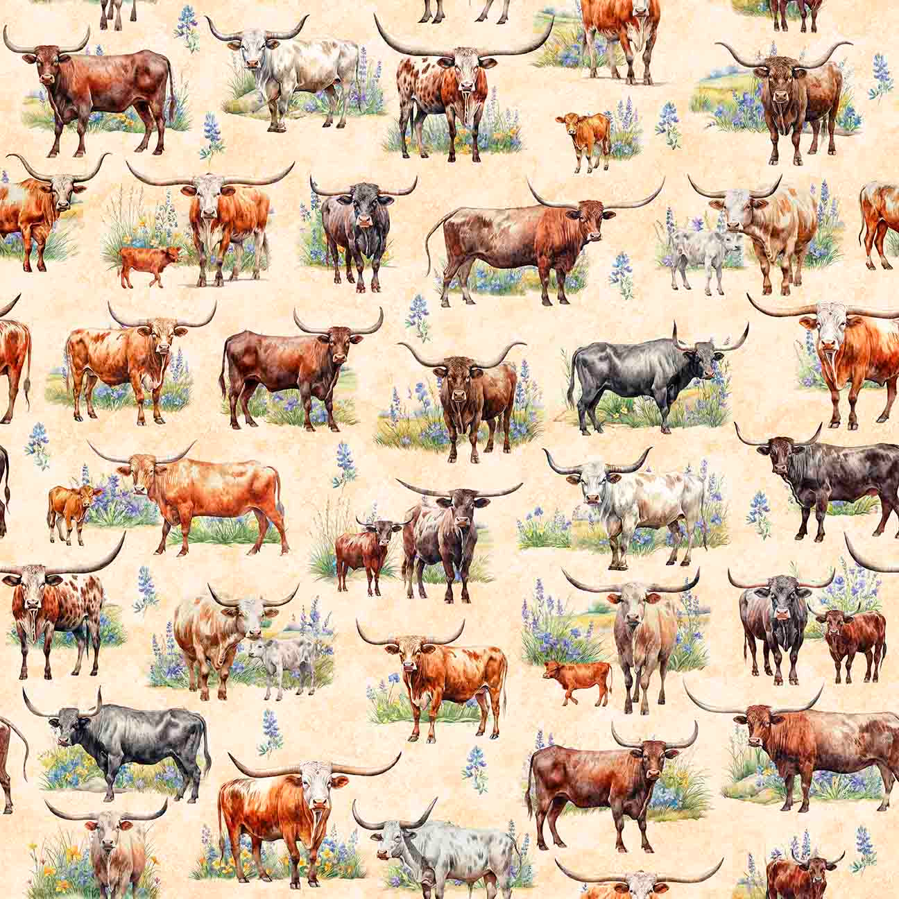 ALL TEXAS SHOP HOP 2025 Cattle Oatmeal Yardage Pre-Order