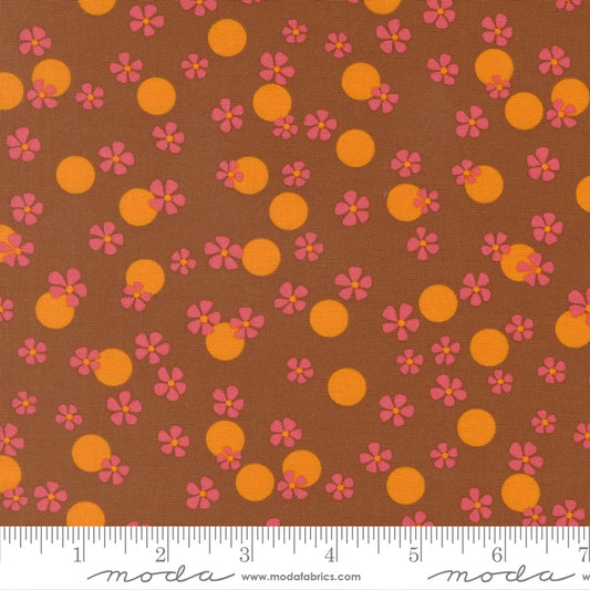 HAPPY DAZE Small Floral Dots Rust Yardage