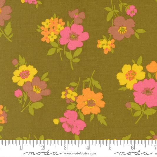 HAPPY DAZE Groovy Garden Avocado Yardage