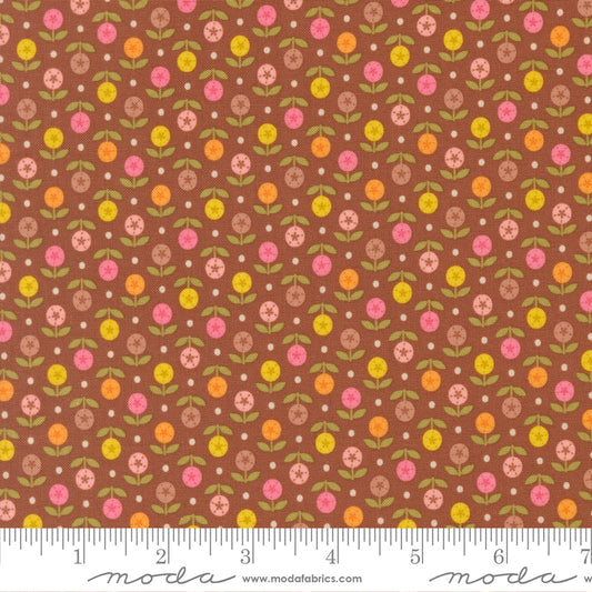 HAPPY DAZE Flower Dots Rust Yardage