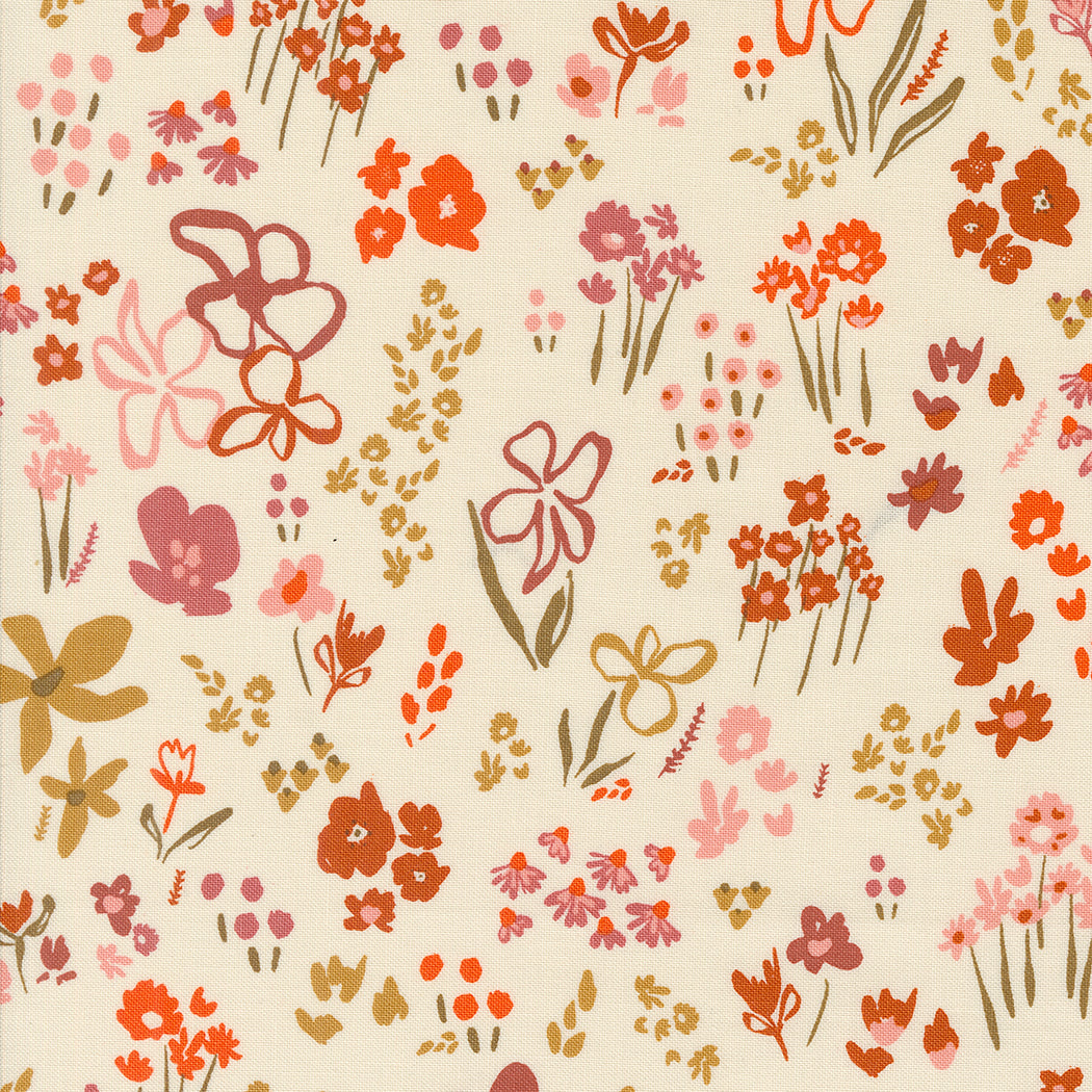 THINGS ABOVE Scattered Seeds Florals Eggshell Yardage