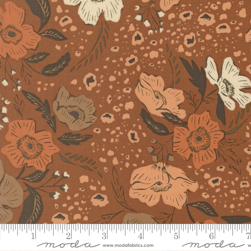 WELLSPRING Dark Clay Florals Yardage