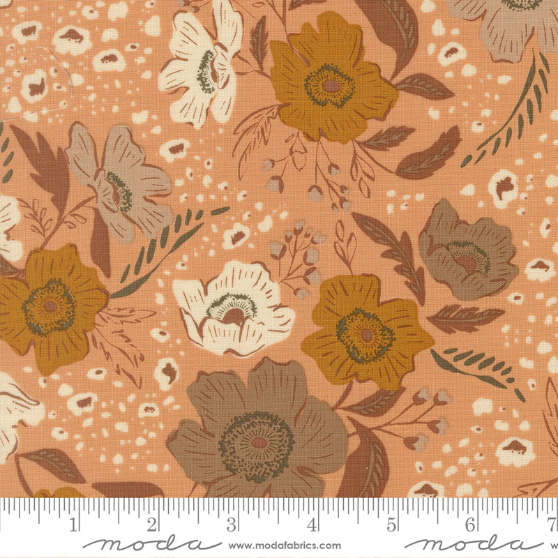 WELLSPRING Coral Seashell Florals Yardage