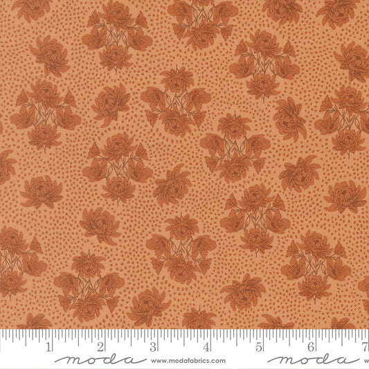 WELLSPRING Coral Seashell Floral Dots Yardage