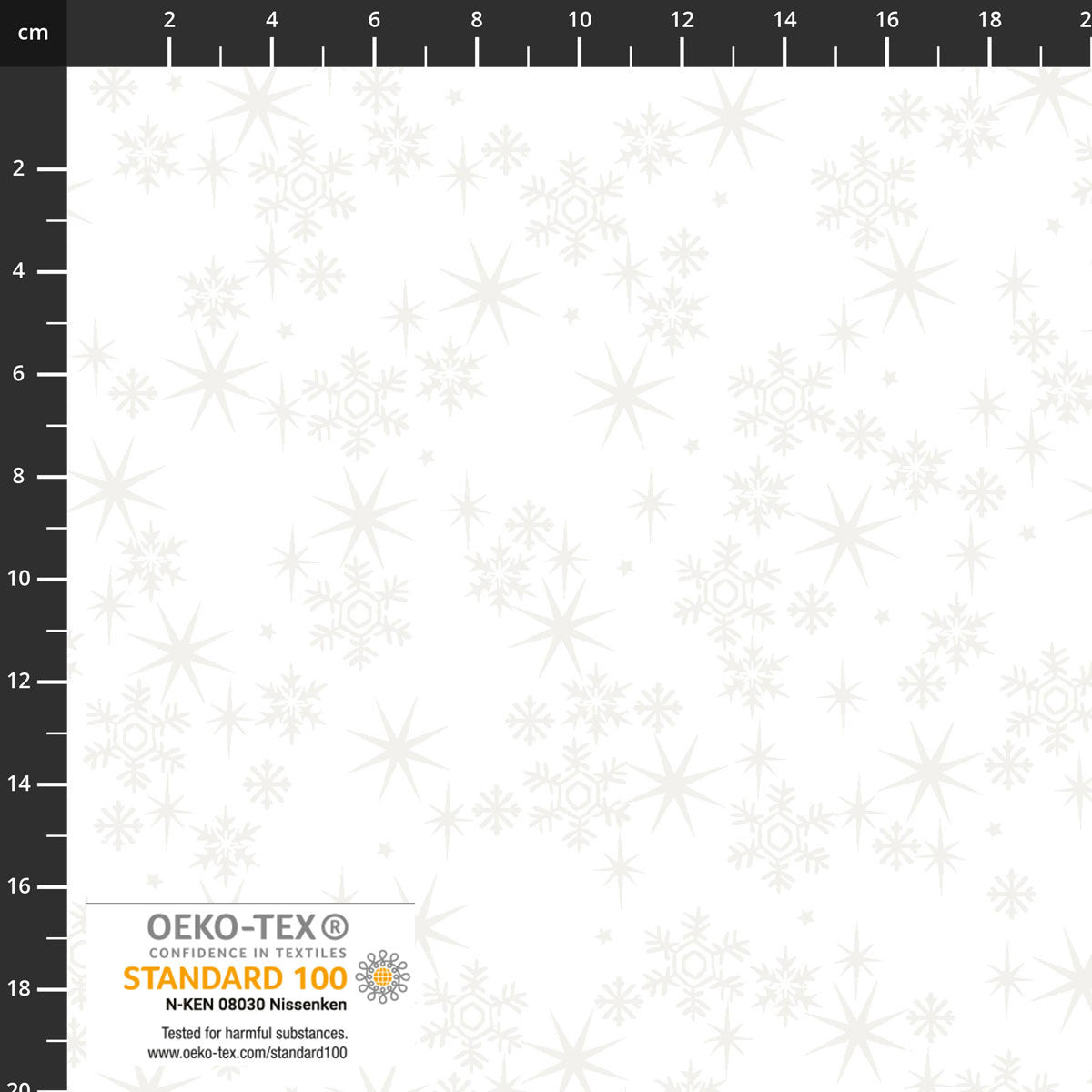 SNOW CRYSTALS Snow Crystals & Stars White Pearl Christmas Yardage