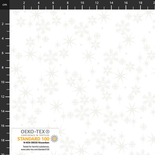 SNOW CRYSTALS Snow Crystals & Stars White Pearl Christmas Yardage