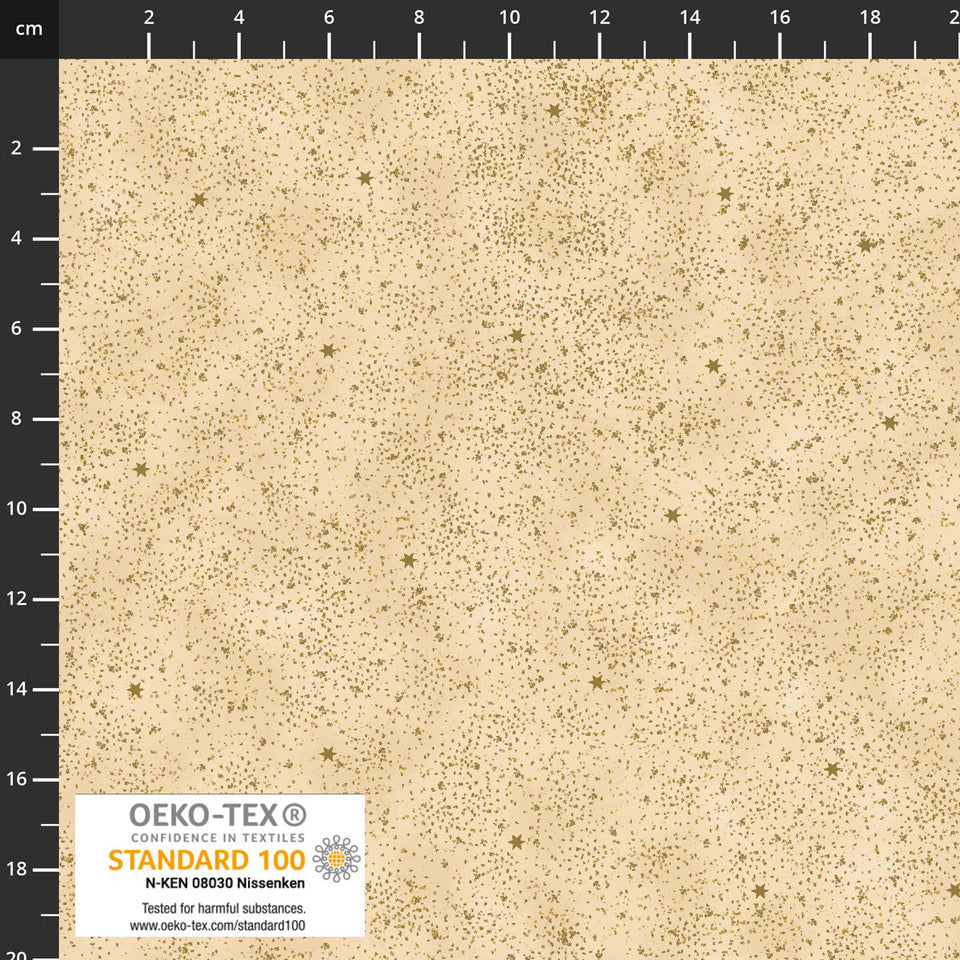 SNOW CRYSTALS Small Dots & Stars Beige Metallic Yardage
