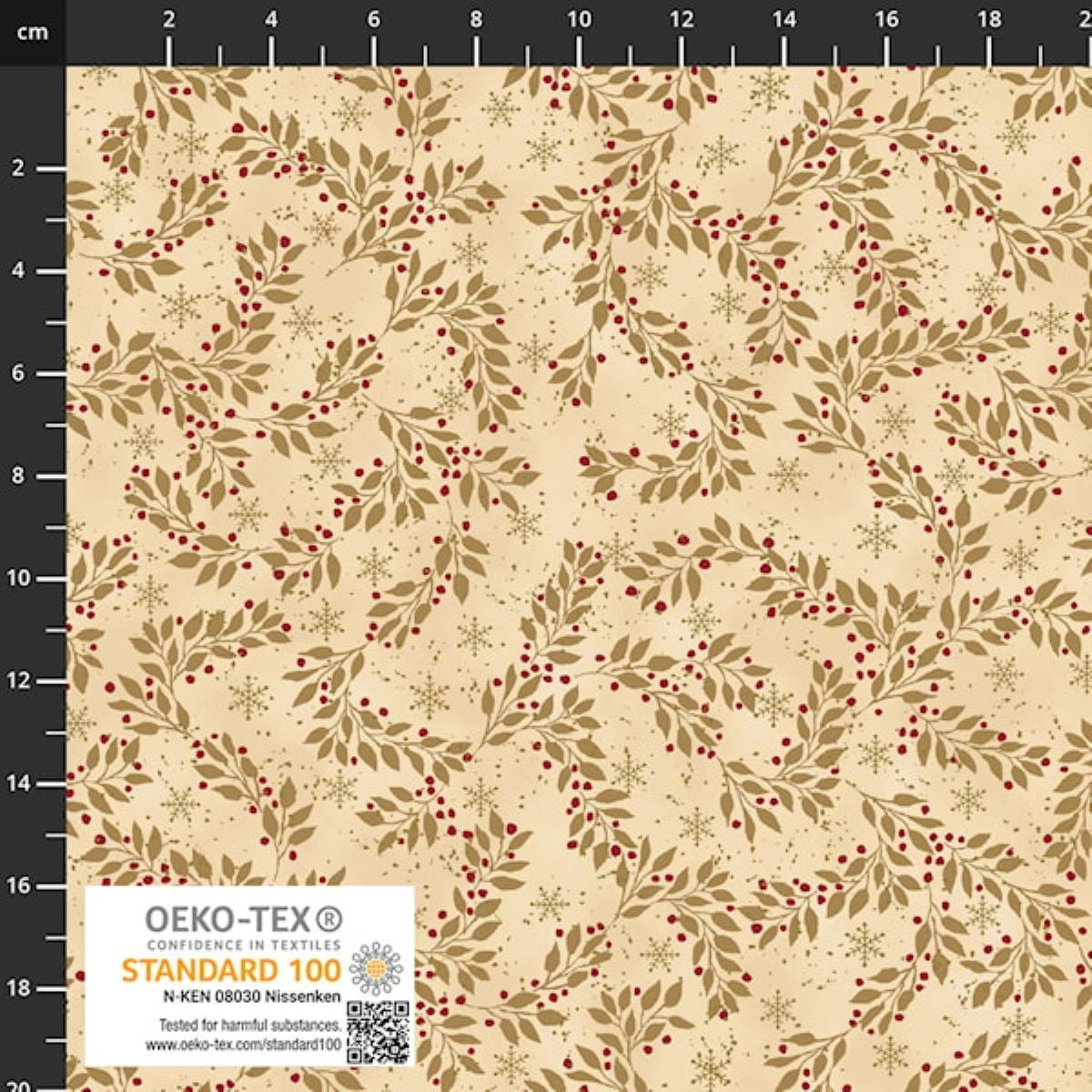 SNOW CRYSTALS Branches Beige Metallic Yardage
