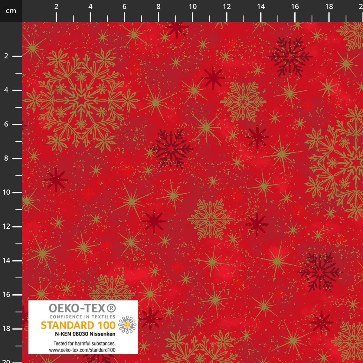 SNOW CRYSTALS Big Snow Crystals Berry Metallic Yardage