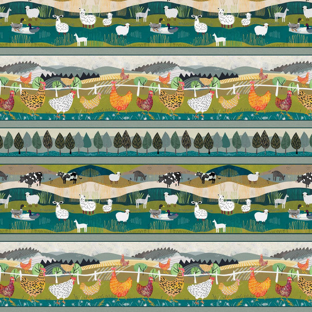 HIGHLAND NATURE WALK Border Stripe Yardage