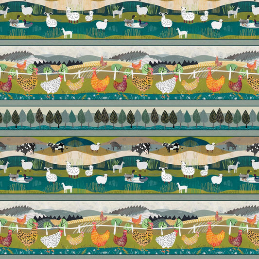 HIGHLAND NATURE WALK Border Stripe Yardage