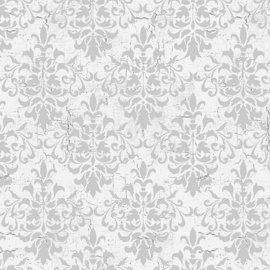 SILENT NIGHT Silver Damask Yardage