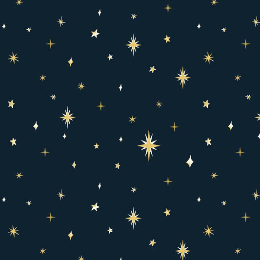 SILENT NIGHT Navy Stars Yardage