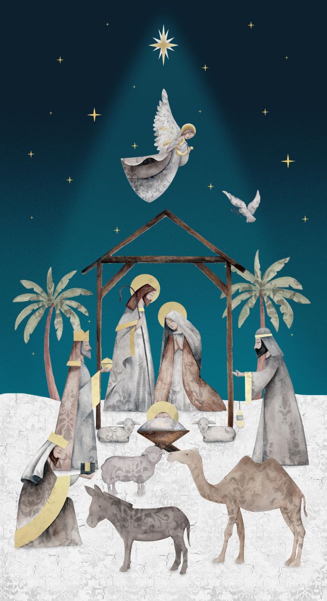 SILENT NIGHT Navy Silent Night Panel