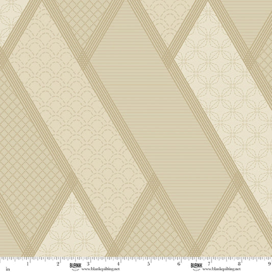 LINEAR DREAMS Tan 108” Wide Back Yardage