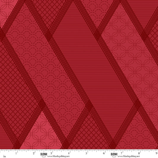 LINEAR DREAMS Red 108” Wide Back Yardage