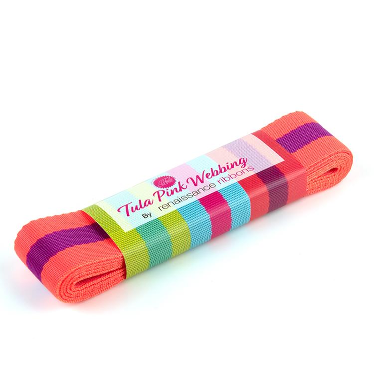 Tula Pink Web 1 1/2" x 2 yd Watermelon & Plum