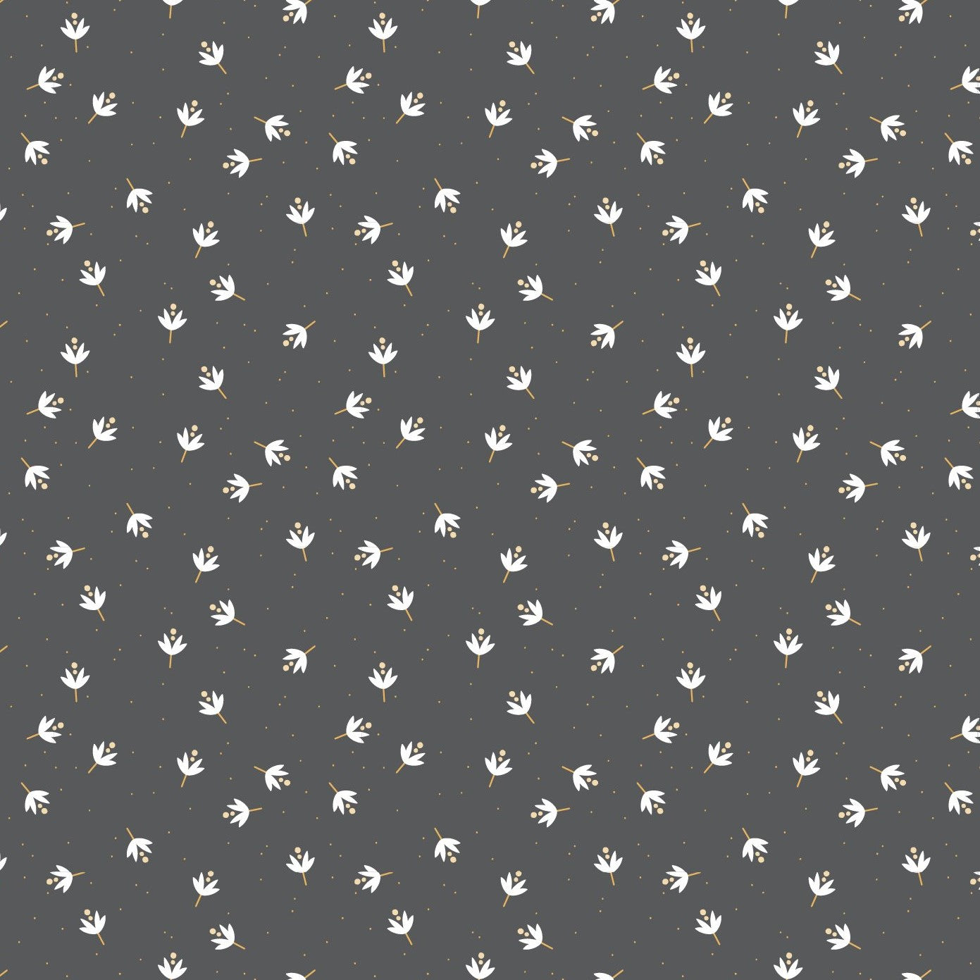 FLOATING AWAY Floral Grey Yardage