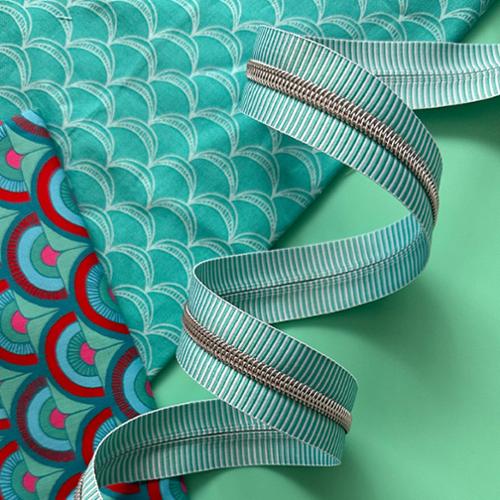 Teal Stripe Zipper 3yds SASSKIT 17M Sassafras Lane#1