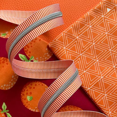Orange Stripe Zipper 3yds SASSKIT 17J Sassafras Lane#1