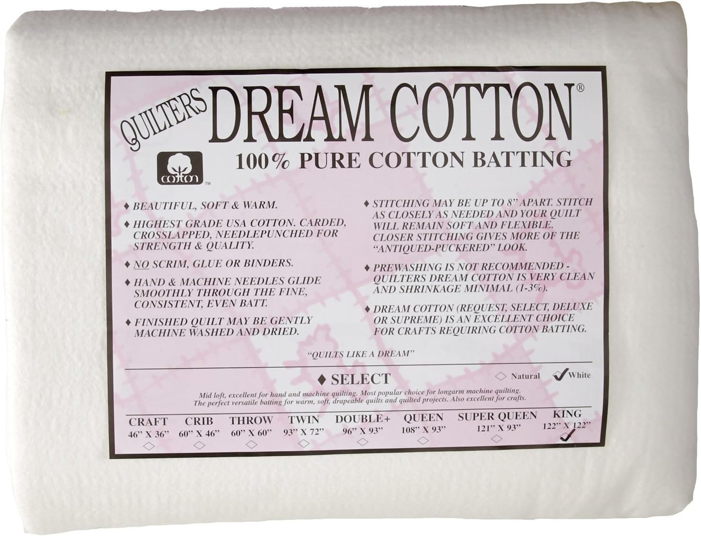 Quilter's Dream Natural Cotton Select King Sized 122" x 122"