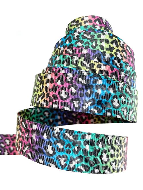 Rainbow Leopard Webbing 1" 5yds Sew Hungy Hippie