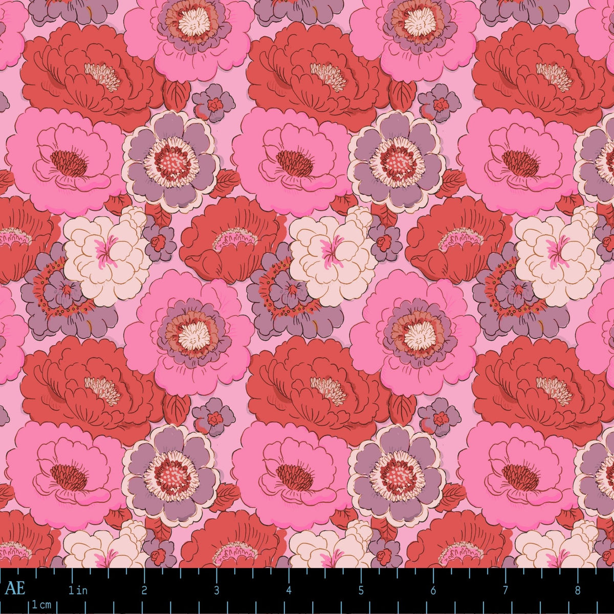 August Ellery Creme De La Crayon Grand Peony Confiture Rose Yardage