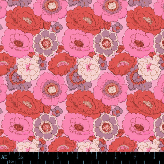 August Ellery Creme De La Crayon Grand Peony Confiture Rose Yardage