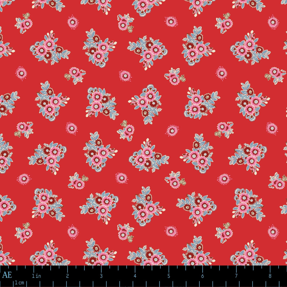 August Ellery Creme De La Crayon Threadwork Trellis Confiture Rose Yardage