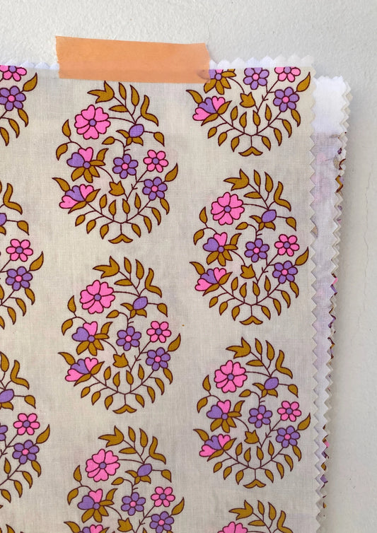 Shalin Ecru Printed Cotton Yardage