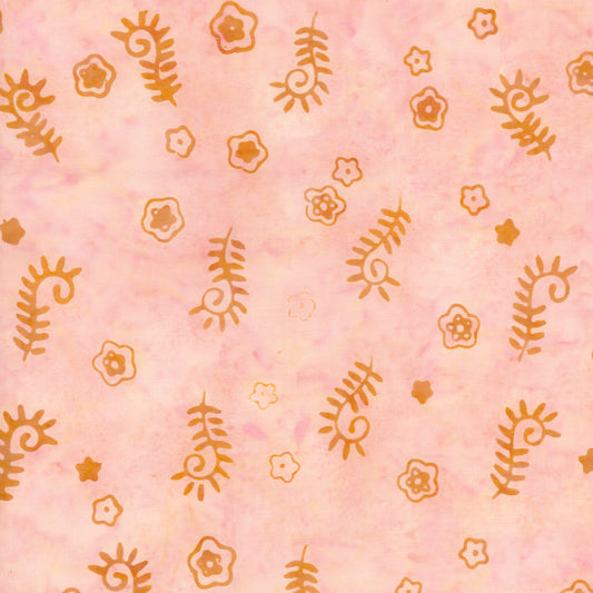 URBAN FOLK Peach Cupcake Fronds Batik Yardage