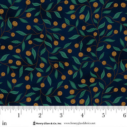 FLOWER POT PRINTS Berry Briar Navy Yardage