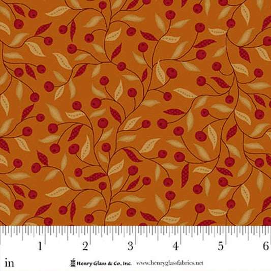 FLOWER POT PRINTS Berry Briar Orange Yardage