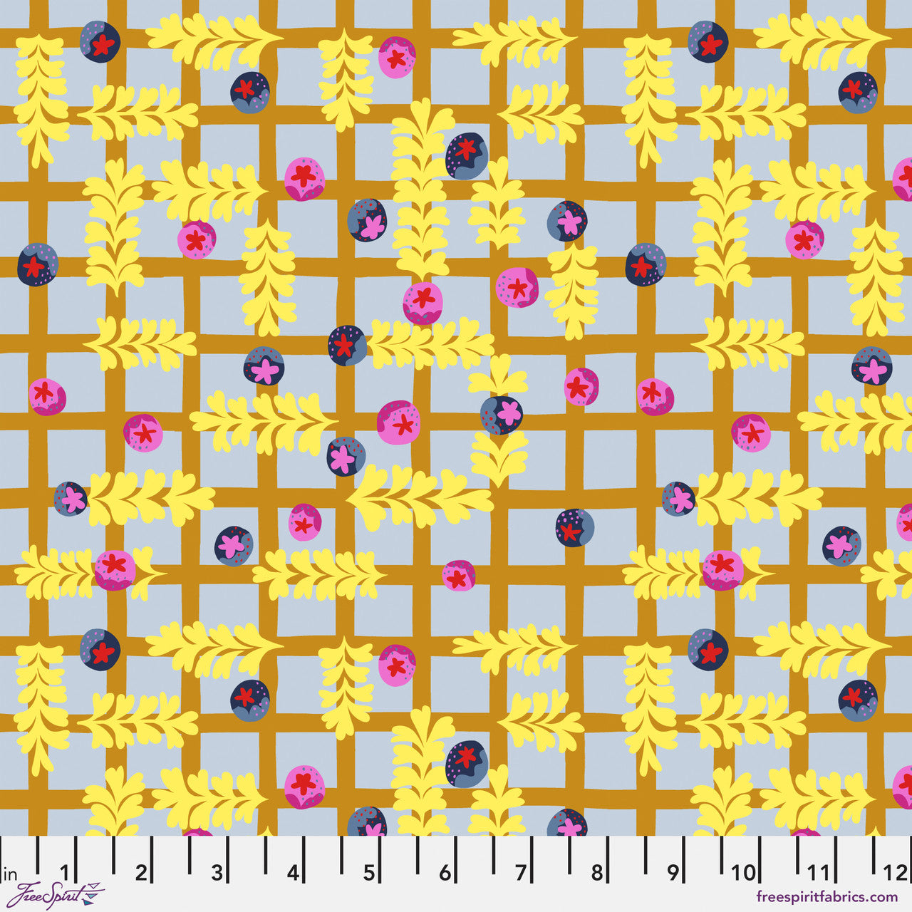 BLOSTMA & SONG Blueberry Dancefloor Mustard Yardage