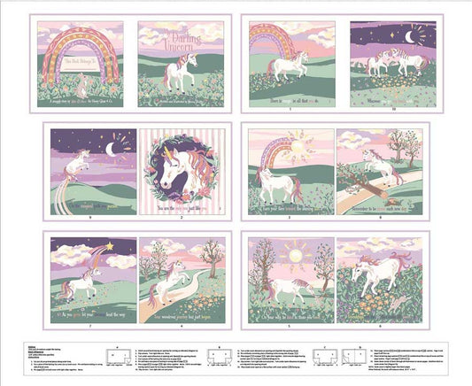 MY DARLING UNICORN Book Panel 36" Multi Yardage