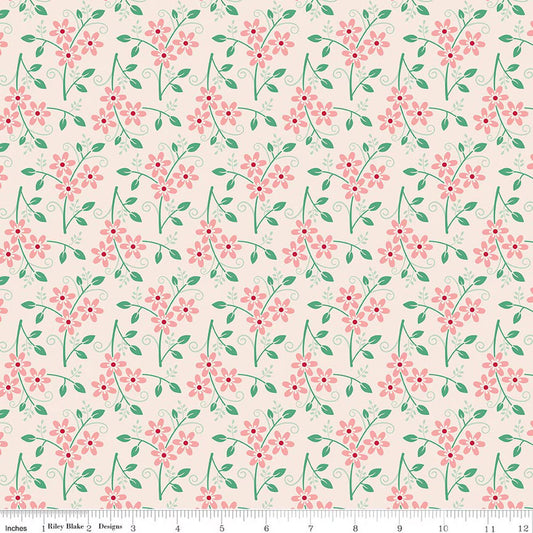 BERRY & SAGE Bouquet Latte Wide Back Yardage